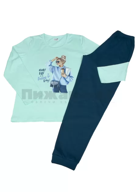 Памучна дамска пижама Златев 154 Every Day мента